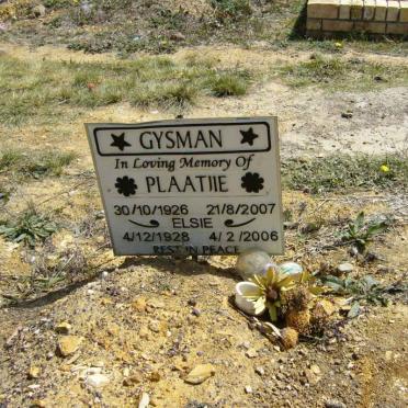 GYSMAN Plaatjie 1926-2006 &amp; Elsie 1928-2006