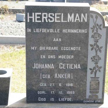 HERSELMAN Johanna Getiena nee ANKER 1916-1969