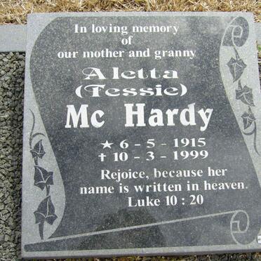 HARDY Aletta, Mc 1915-1999