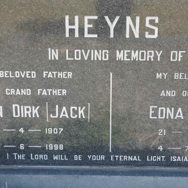 HEYNS Jan Dirk 1907-1998 &amp; Edna Iris 1912-1969