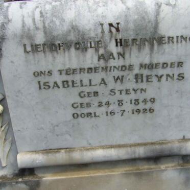 HEYNS Isabella W. nee STEYN 1849-1926