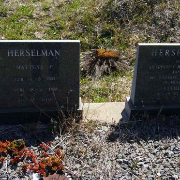 HERSELMAN Matthys P. 1921-1981 &amp; Esther 1908-1978