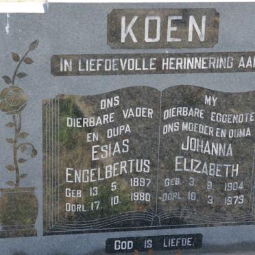KOEN Esias Engelbertus 1897-1980 &amp; Johanna Elizabeth 1904-1973