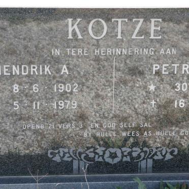 KOTZE Hendrika A. 1902-1979 &amp; Petronella 1909-1982