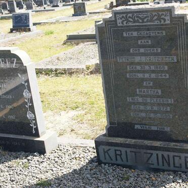 KRITZINGER Petrus J. 1865-1944 &amp; Martha DU PLESSIS 1872-1955 :: DU PREEZ Hannie nee KRITZINGER 1900-1982 