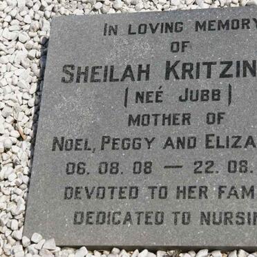KRITZINGER Sheilah nee JUBB 1908-2000 
