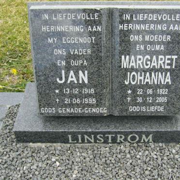 LINSTROM Jan 1918-1995 &amp; Margaret Johanna 1922-2005