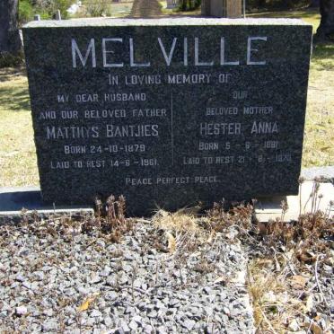MELVILLE Matthys Bantjies 1879-1961 &amp; Hester Anna 1881-1973