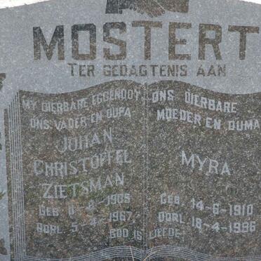 MOSTERT Christoffel Zietsman 1905-1967 &amp; Myra 1910-1996
