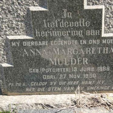 MULDER Anna Margaretha nee POTGIETER 1888-1950