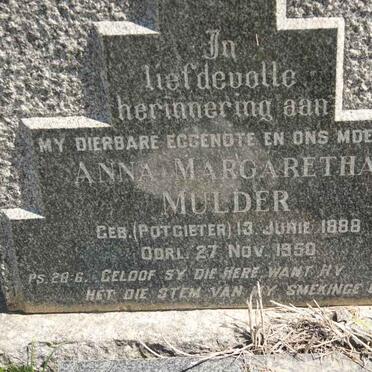 MULDER Anna Margaretha nee POTGIETER 1888-1950
