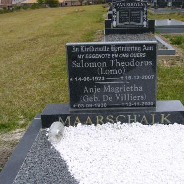 MAARSCHALK Salomon Theodorus 1923-2007 &amp; Anje Magrietha DE VILLIERS 1930-2000