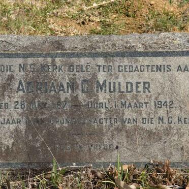 MULDER Adriaan G. 1871-1942