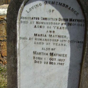 MAYNIER Honoratus Christian David -1885 &amp; Maria -1886 :: MAYNIER Martha 1837-1907