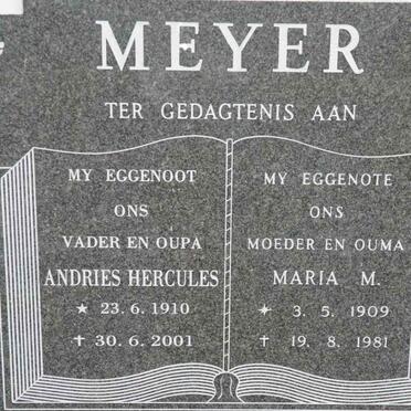 MEYER Andries Hercules 1910-2001 &amp; Maria M. 1909-1981