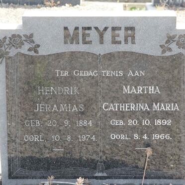 MEYER Hendrik Jeremias 1884-1974 &amp; Martha Catherina Maria 1892-1966