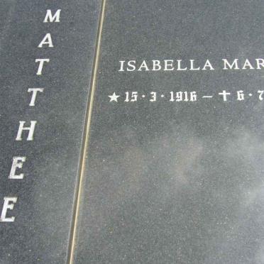 MATTHEE Jurgens Johannes 1907-1977 &amp; Isabella Maria 1916-2005 