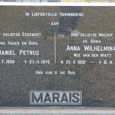 MARAIS Daniel Petrus 1889-1970 &amp; Anna Wilhelmina VAN DER WATT 1902-1981
