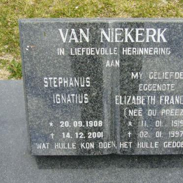 NIEKERK Stephanus Ignatius, van 1908-2001 &amp; Elizabeth Francina DU PREEZ 1919-1997