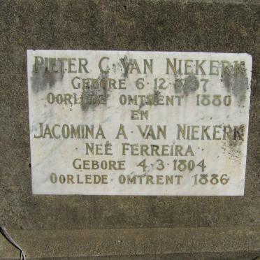 NIEKERK Pieter C., van -1880 &amp; Jacomina A. FERREIRA 1804-1886