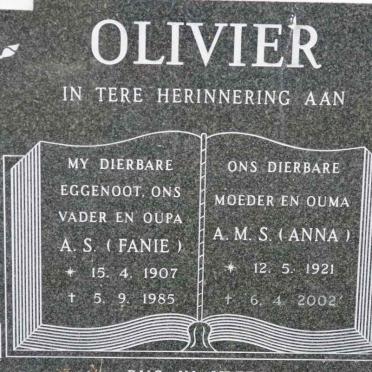 OLIVIER A.S. 1907-1985 &amp; A.M.S. 1921-2002