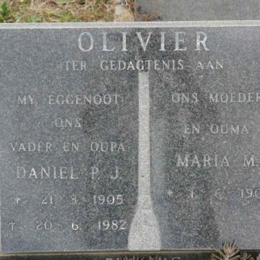 OLIVIER Daniel P.J. 1905-1982 &amp; Maria M. 1907-