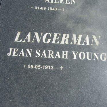 LANGERMAN Jean Sarah Young 1913- :: LANGERMAN Aileen 1943-