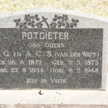 POTGIETER M.G. 1872-1934 &amp; A.C.S. VAN DER WATT 1873-1948