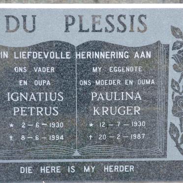 PLESSIS Ignatius Petrus, du 1930-1994 &amp; Paulina KRUGER 1930-1987