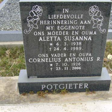 POTGIETER Cornelius Antonius 1926-2006 &amp; Aletta Susanna 1938-1989