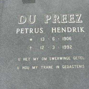 PREEZ Petrus Hendrik, du 1906-1992