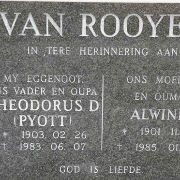 ROOYEN Theodorus D.,van 1903-1983  &amp; Alwine 1901-1985