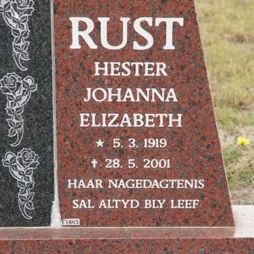 RUST Hester Johanna Elizabeth 1919-2001
