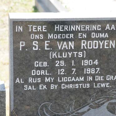 ROOYEN P.S.E., van nee KLUYTS 1904-1987