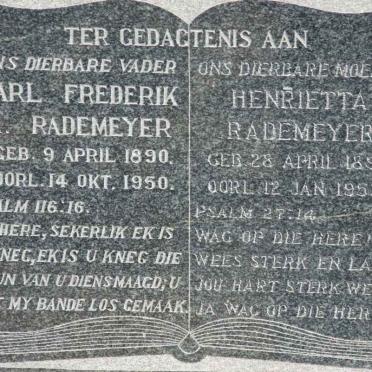 RADEMEYER Carl Frederik A. 1890-1950 &amp; Henrietta 1893-1953