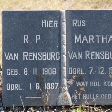 RENSBURG R.P., van 1906-1967 &amp; Martha -1980