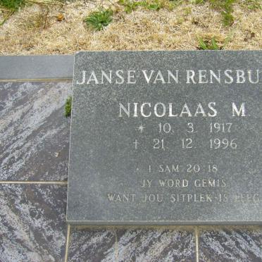 RENSBURG Nicolaas M., Janse van 1917-1996 