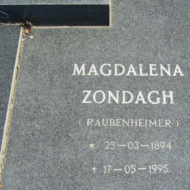 RAS Magdalena Zondagh nee RAUBENHEIMER 1894-1995
