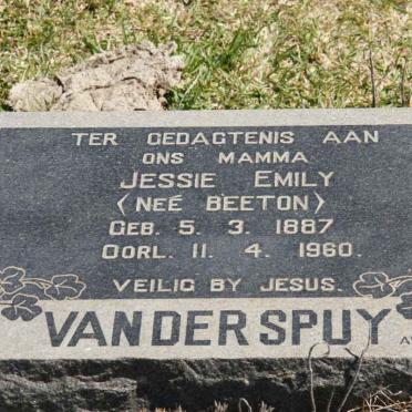 SPUY Jessie Emily, van der nee BEETON 1887-1960