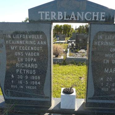 TERBLANCHE Richard Petrus 1908-1984 &amp; Marie 1910-1987
