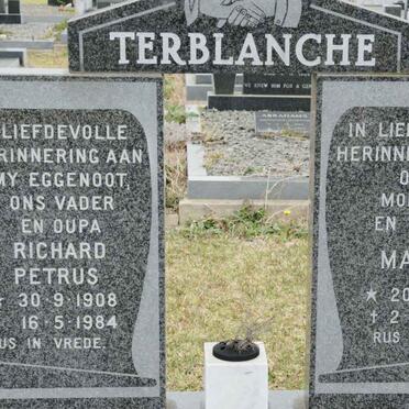 TERBLANCHE Richard Petrus 1908-1984 &amp; Marie 1910-1987