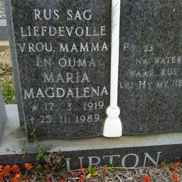 UPTON Hendrik Johannes 1920-1995 &amp; Maria Magdalena 1919-1989 