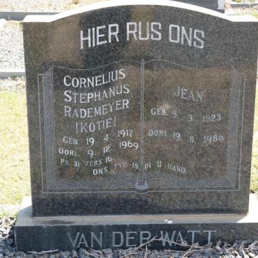 WATT Cornelius Stefanus Rademeyer, van der 1917-1969 &amp; Jean 1923-1980