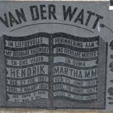 WATT Hendrik, van der 1897-1959 &amp; Martha M.M. 1906-1983