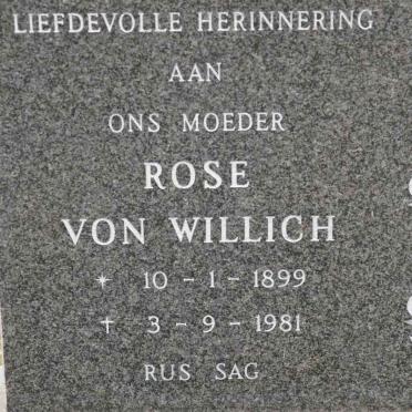 WILLICH Rose, von 1899-1981