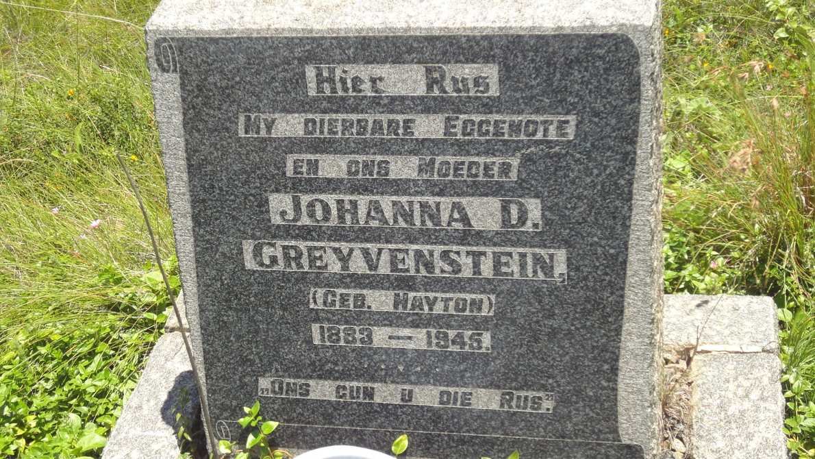 GREYVENSTEIN Johanna D. NAYTON nee 1883-1945