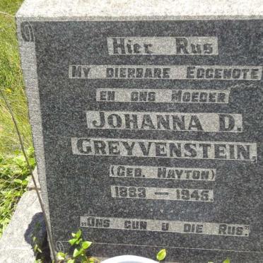 GREYVENSTEIN Johanna D. NAYTON nee 1883-1945