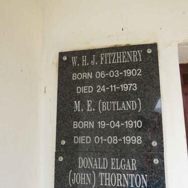 FITZHENRY W.H.J. 1902-1973 & M.E. BUTLAND 1910-1998