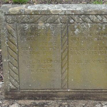 FOURIE Johannes 1874-1921 &amp; Maria M.C. VENTER 1875-1941