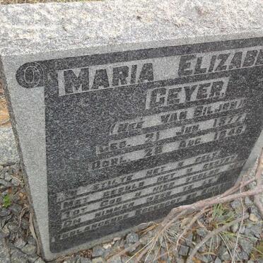 GEYER Maria Elizabeth nee VAN BILJON 1877-1946